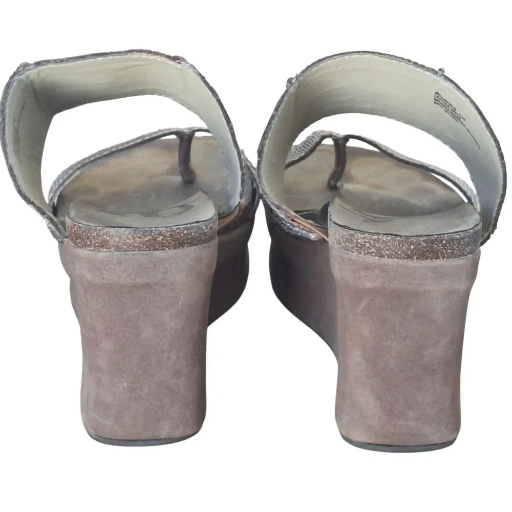OTBT Brookfield Pewter Mesh Wedge Platform Sandals Women's Size 7.5 M